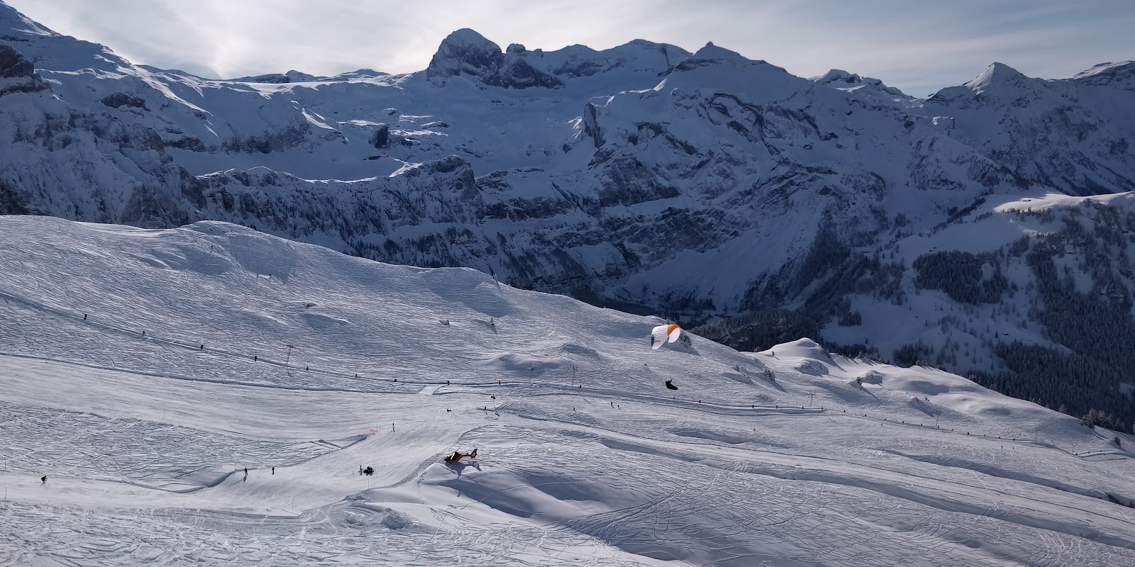 Sunny pistes above Adelboden in the Bernese Oberland