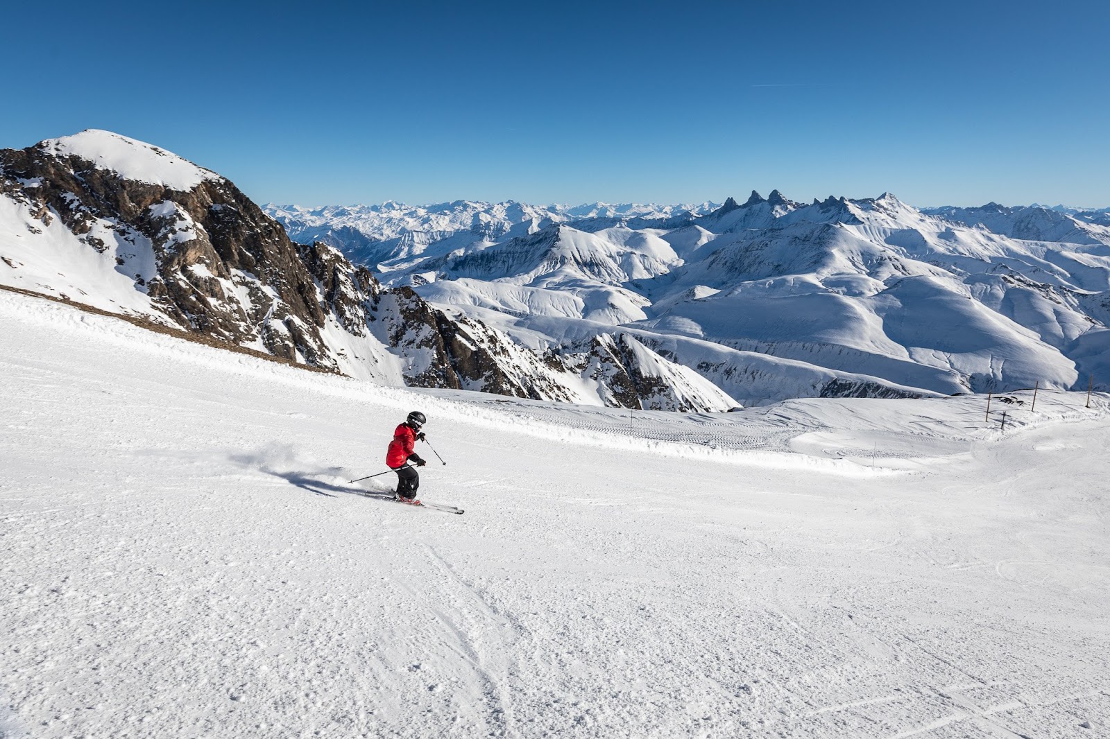 The Pic Blanc rising above the Grand Domaine at Alpe d Huez
