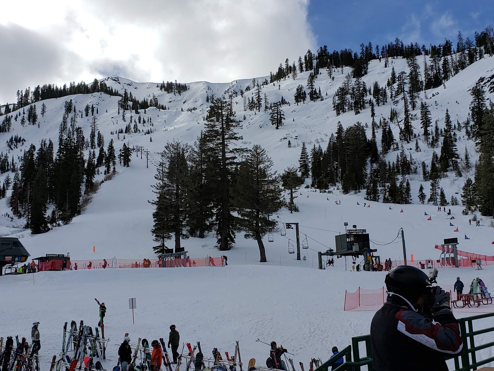 Lake Tahoe ringed by snowy mountains in winter
