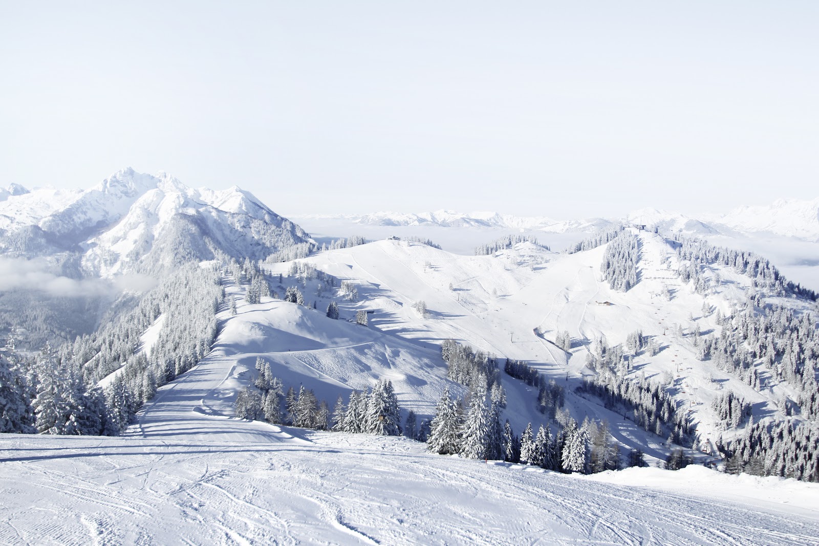 Wide groomed pistes in the Salzburger Sportwelt near Altenmarkt