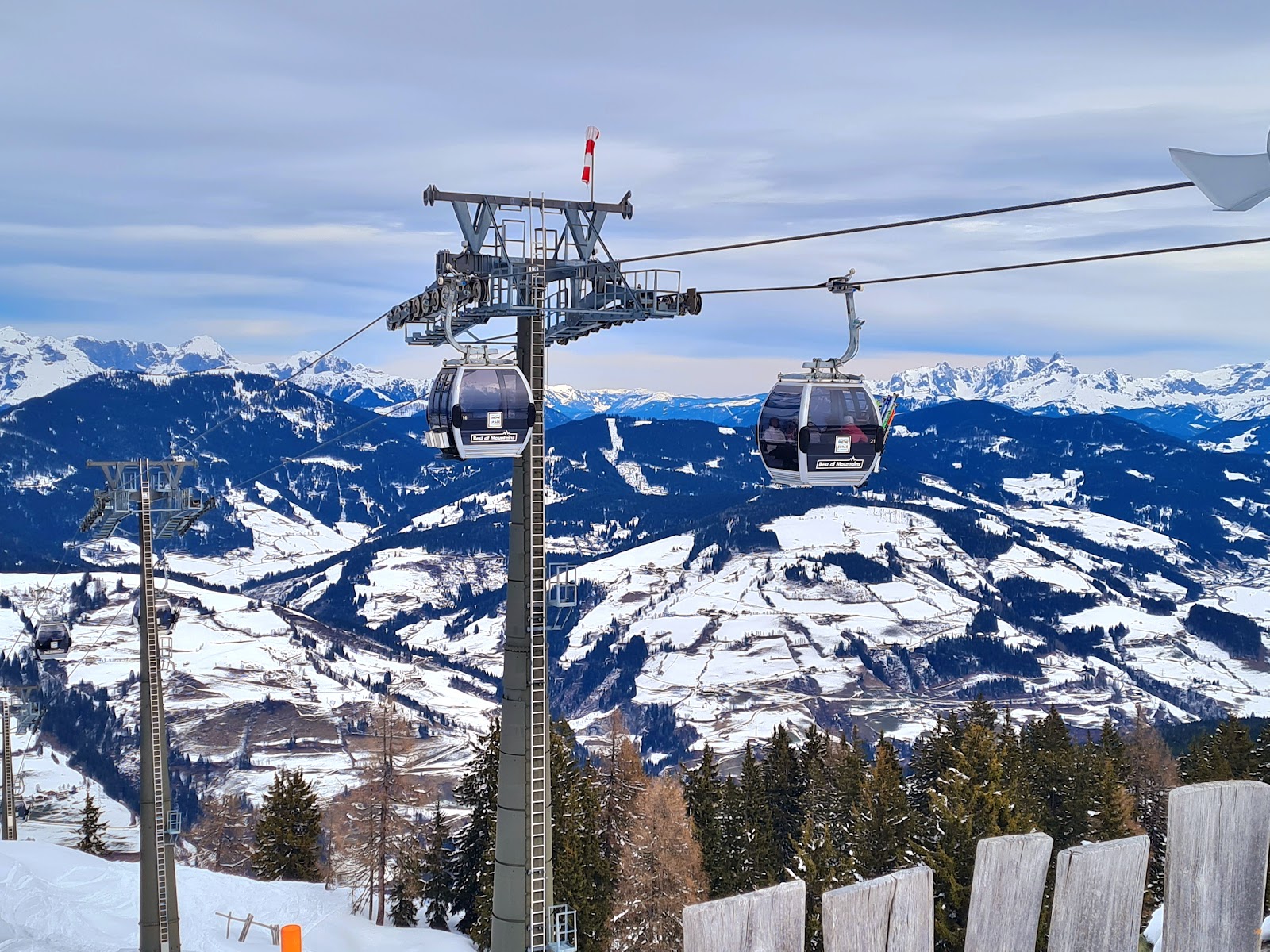 Snow covered slopes and lifts at Zauchensee above Altenmarkt