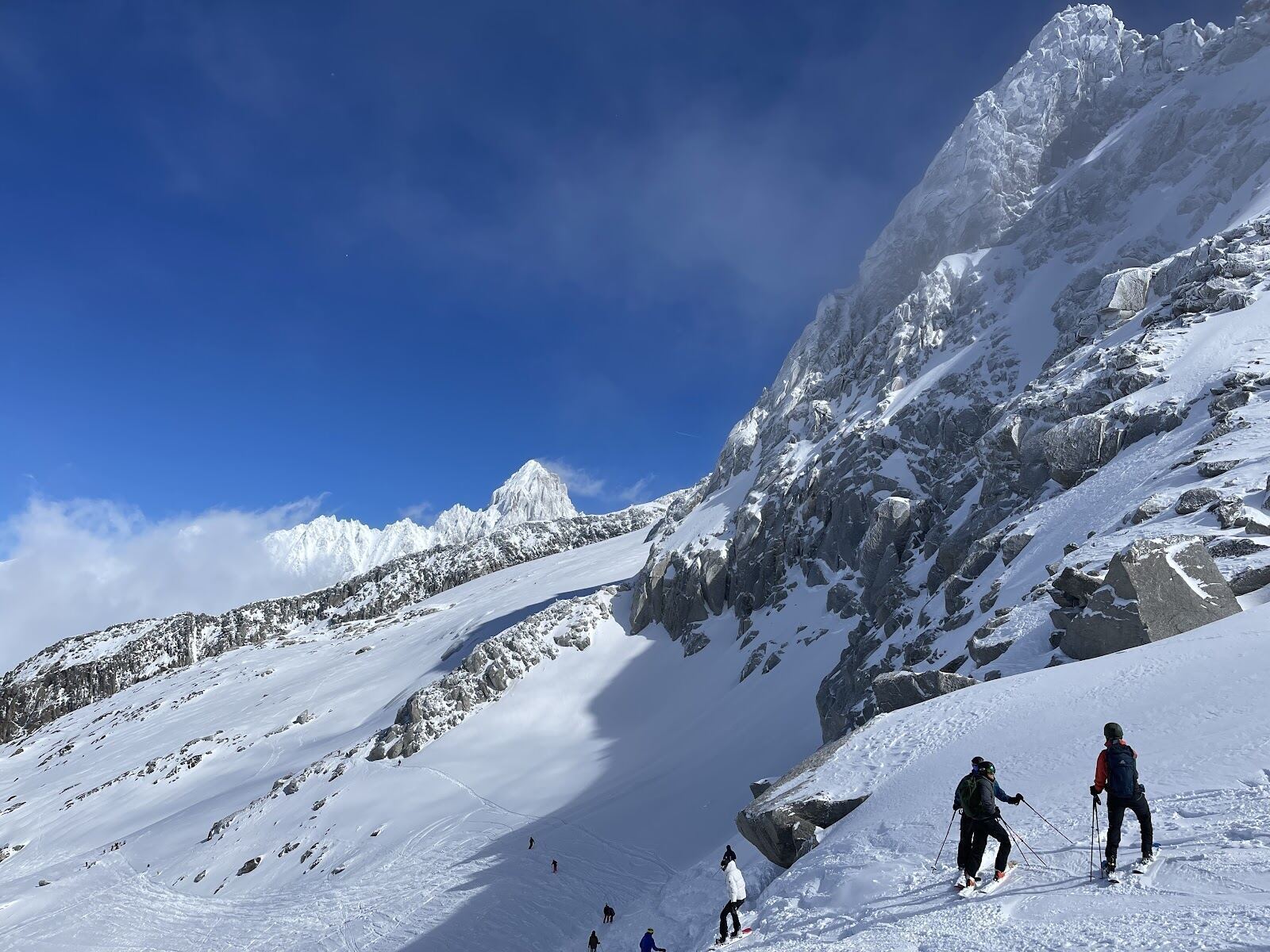 The steep Grands Montets rising above the village of Argentiere