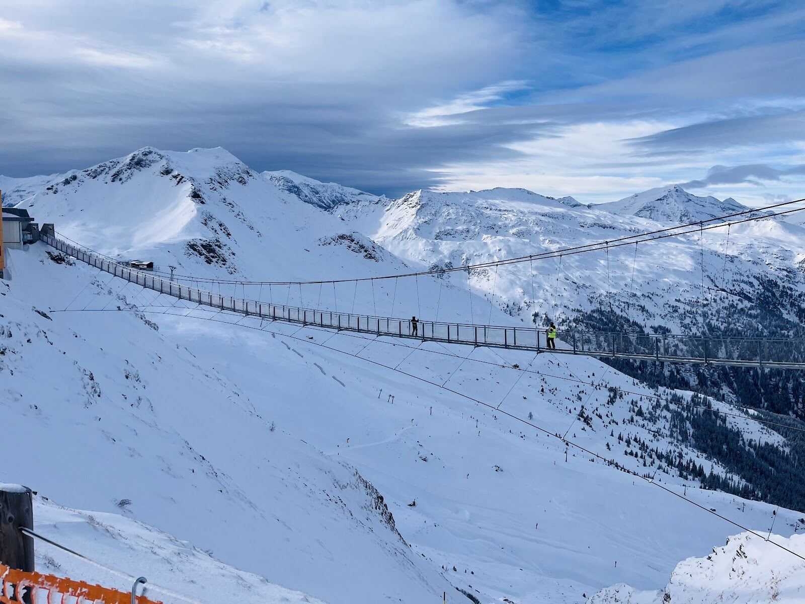 Snow covered high slopes at Sportgastein at the head of the valley