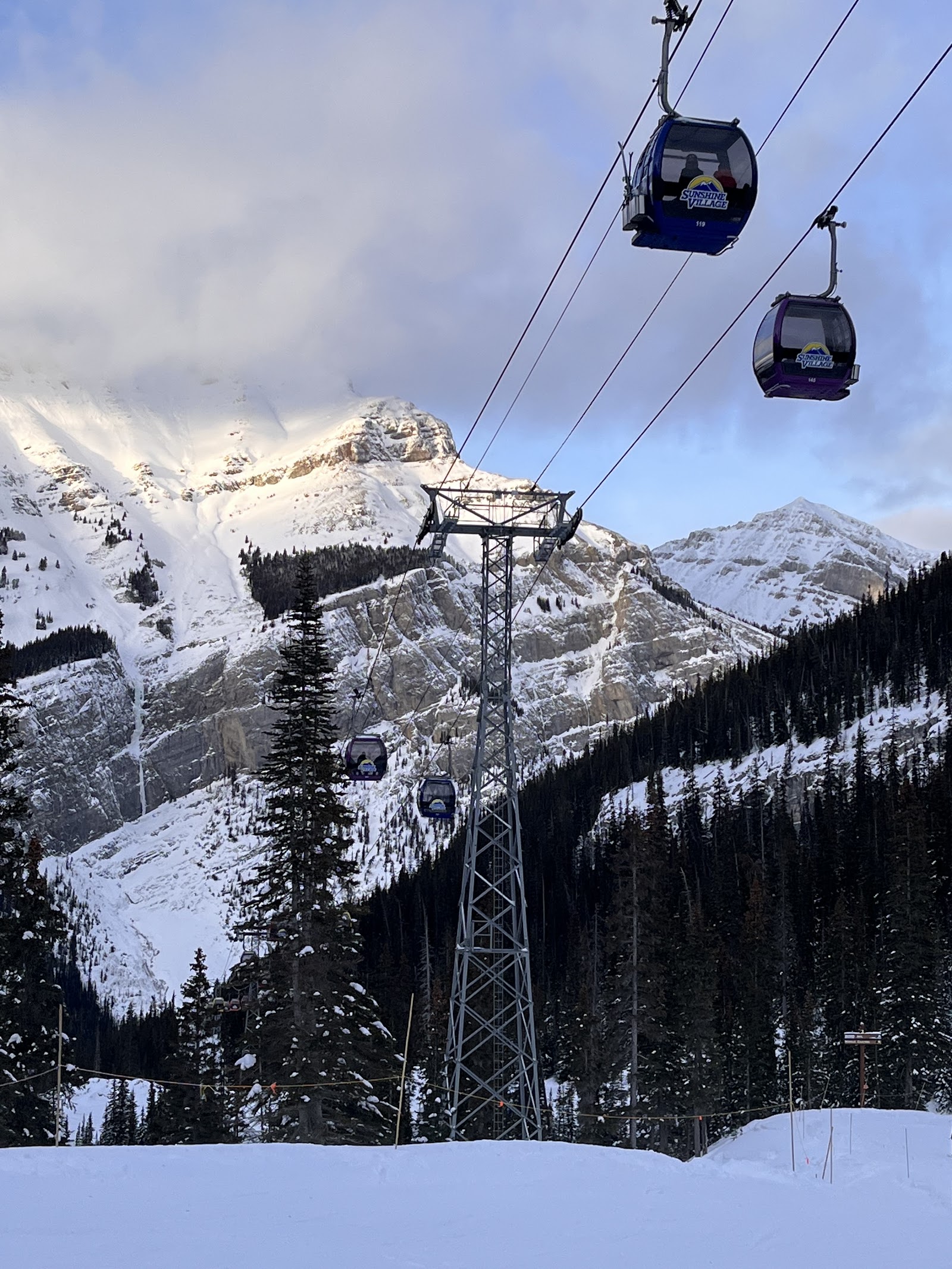 Snowy peaks of the Canadian Rockies above Banff Sunshine