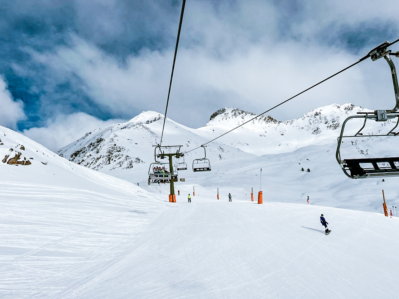 Snow covered ridgelines of the Catalan Pyrenees at Baqueira Beret