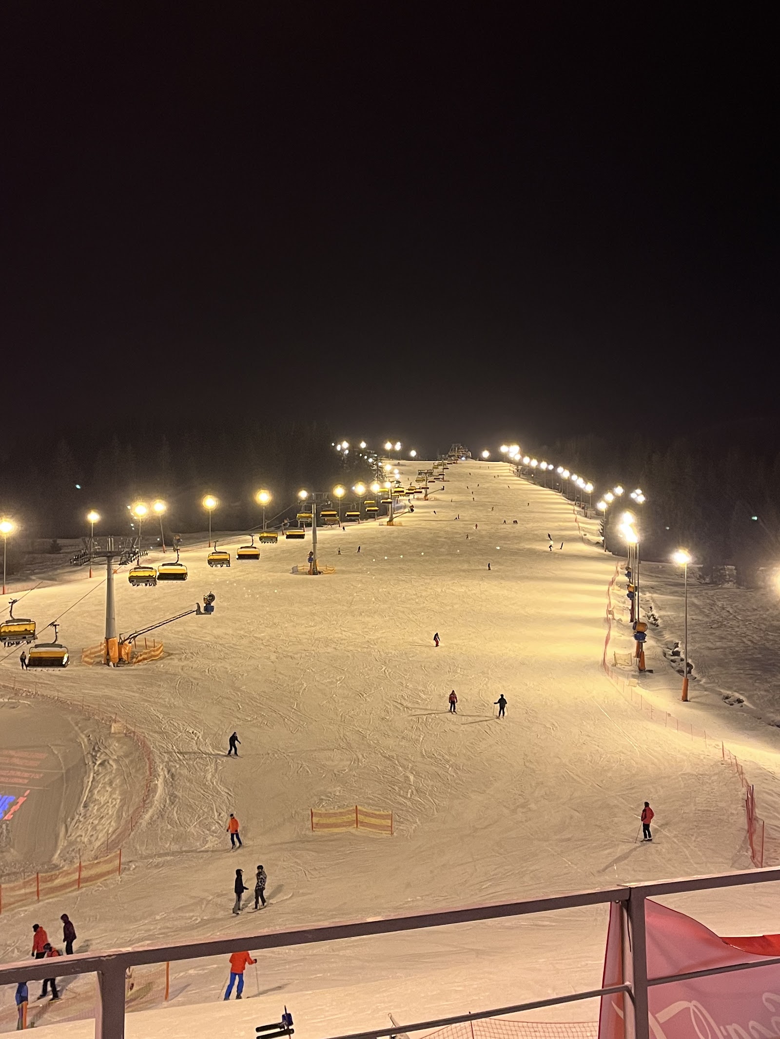 Snowy slopes above the village at Bialka Tatrzanska near the Tatras