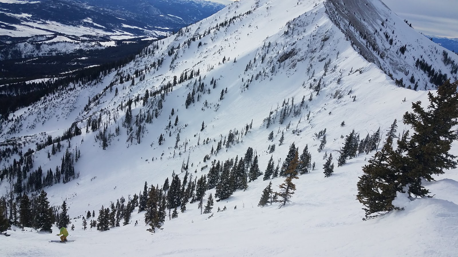 The snowy slopes of Bridger Bowl above Bozeman in Montana
