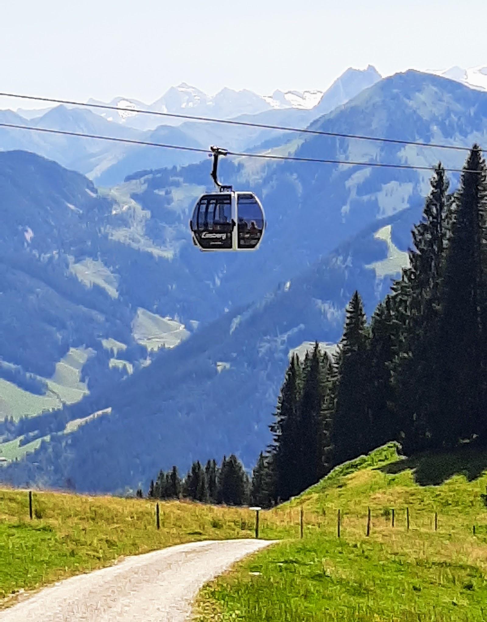 The Hochbrixen gondola rising from Brixen im Thale into the ski area