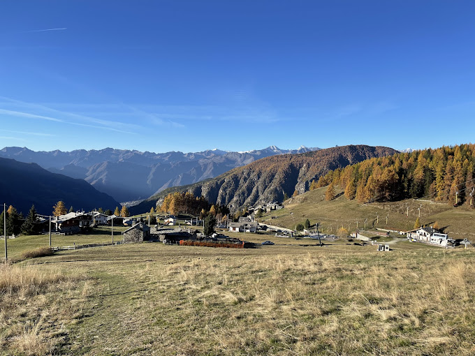 The quiet Val d'Ayas village of Brusson under snow in the Aosta Valley