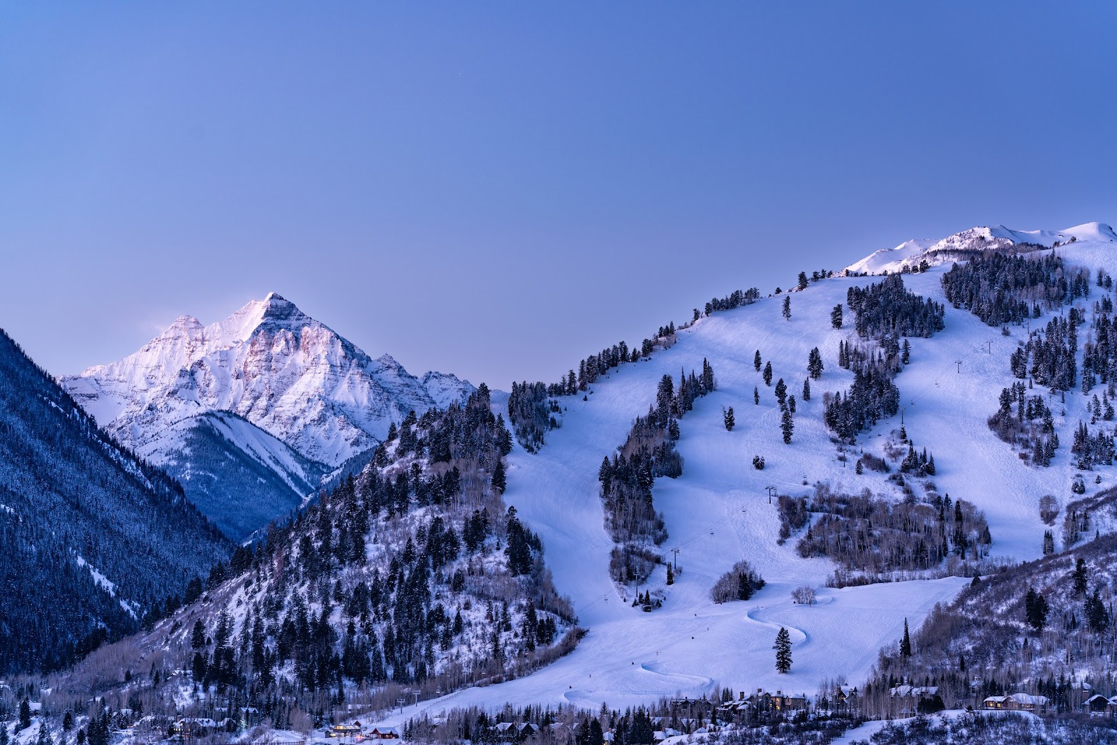 The Buttermilk base area near Aspen in winter