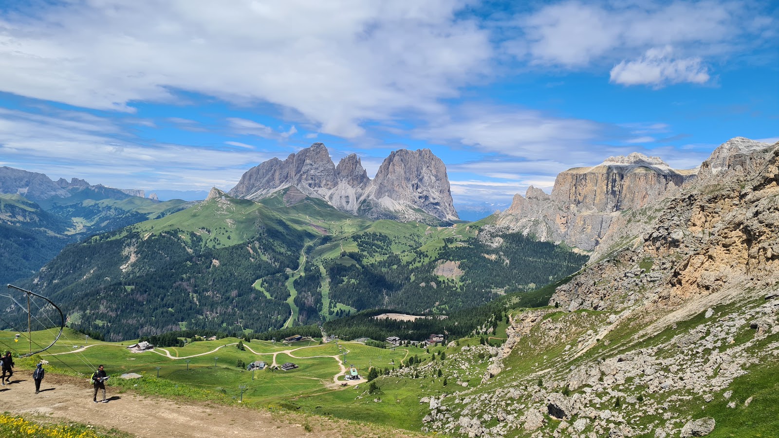 The town of Canazei in the Val di Fassa in winter