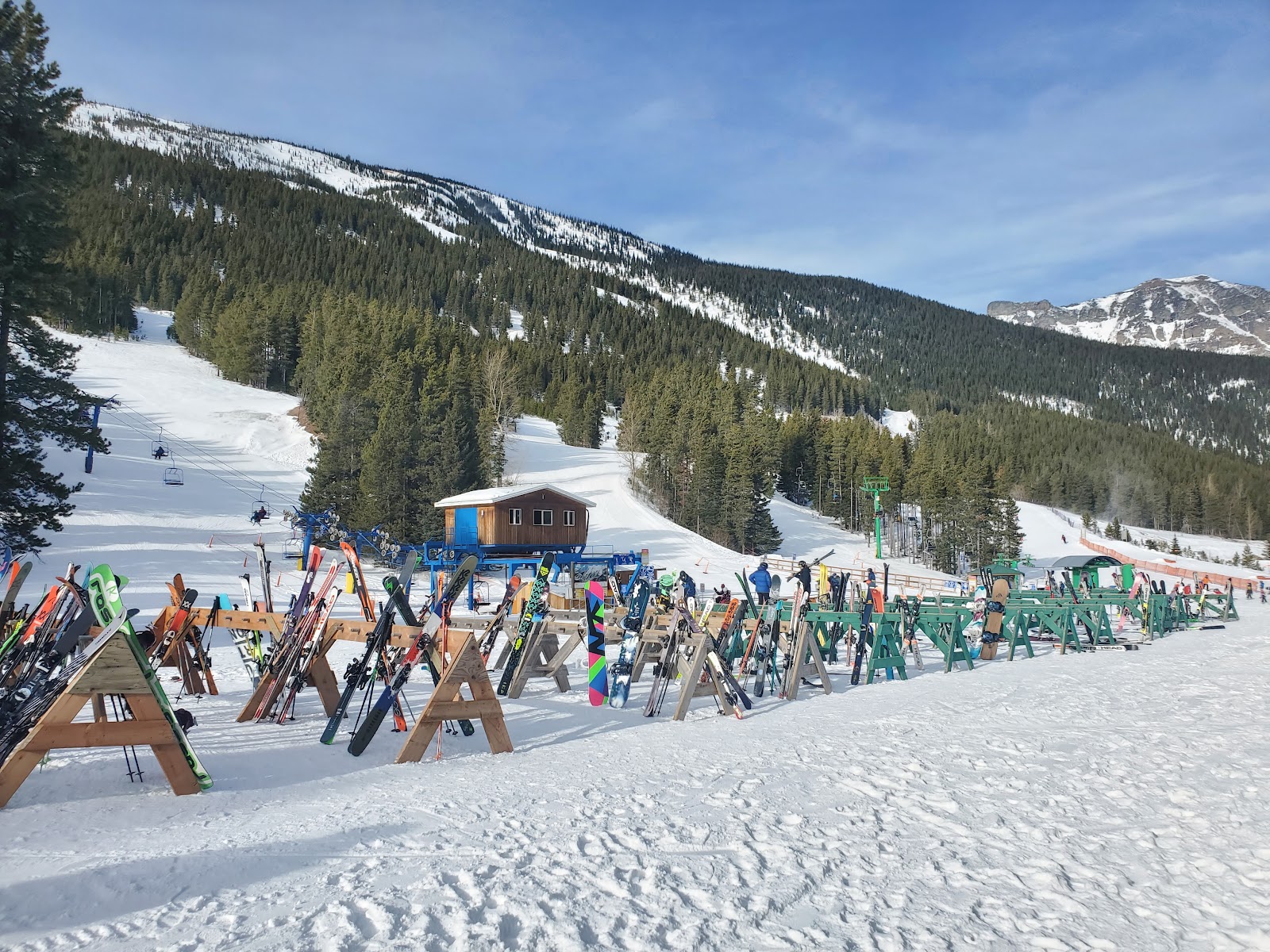 A chairlift over deep snow at Castle Mountain