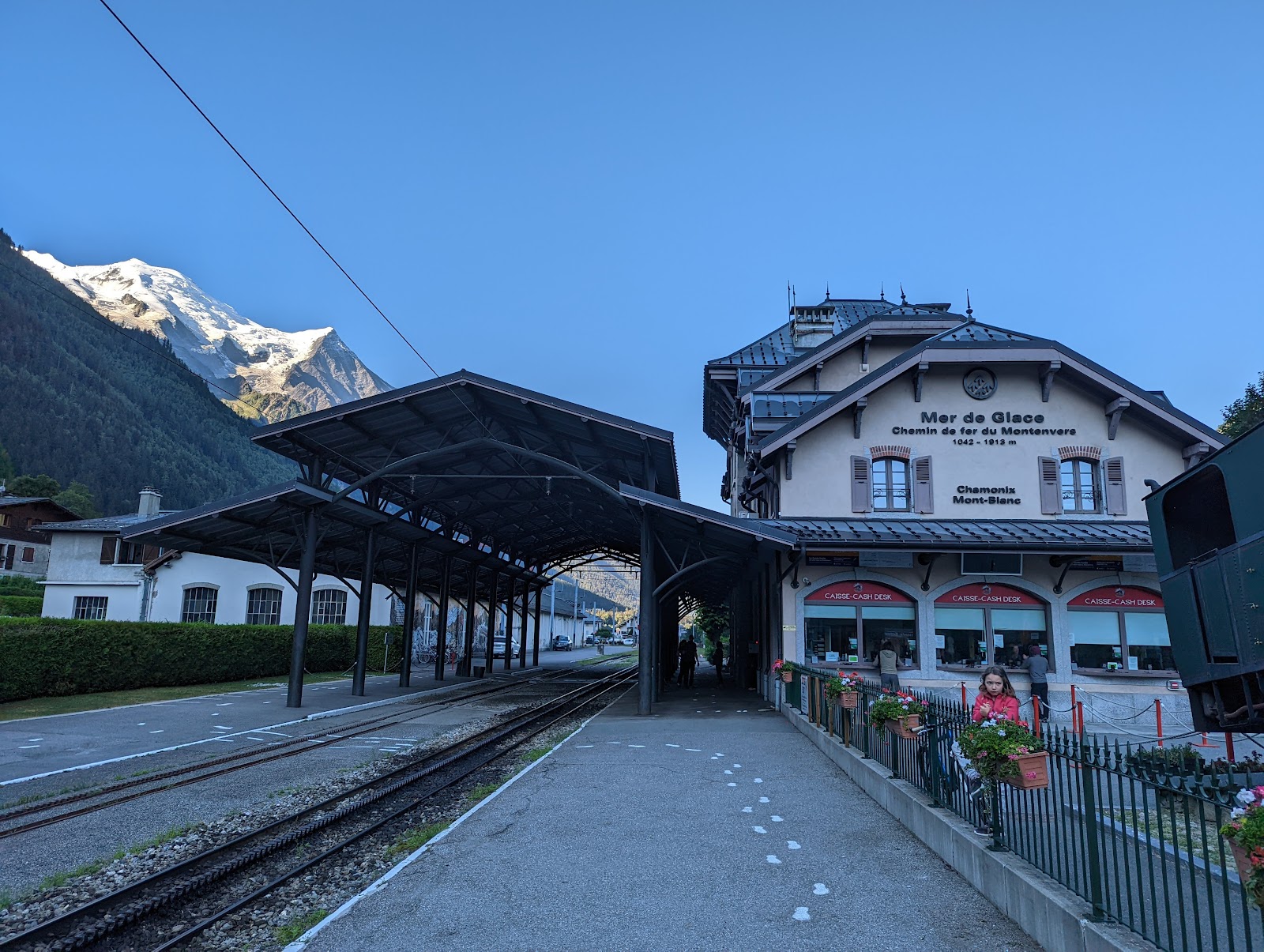 The streets and rooftops of Chamonix town in winter