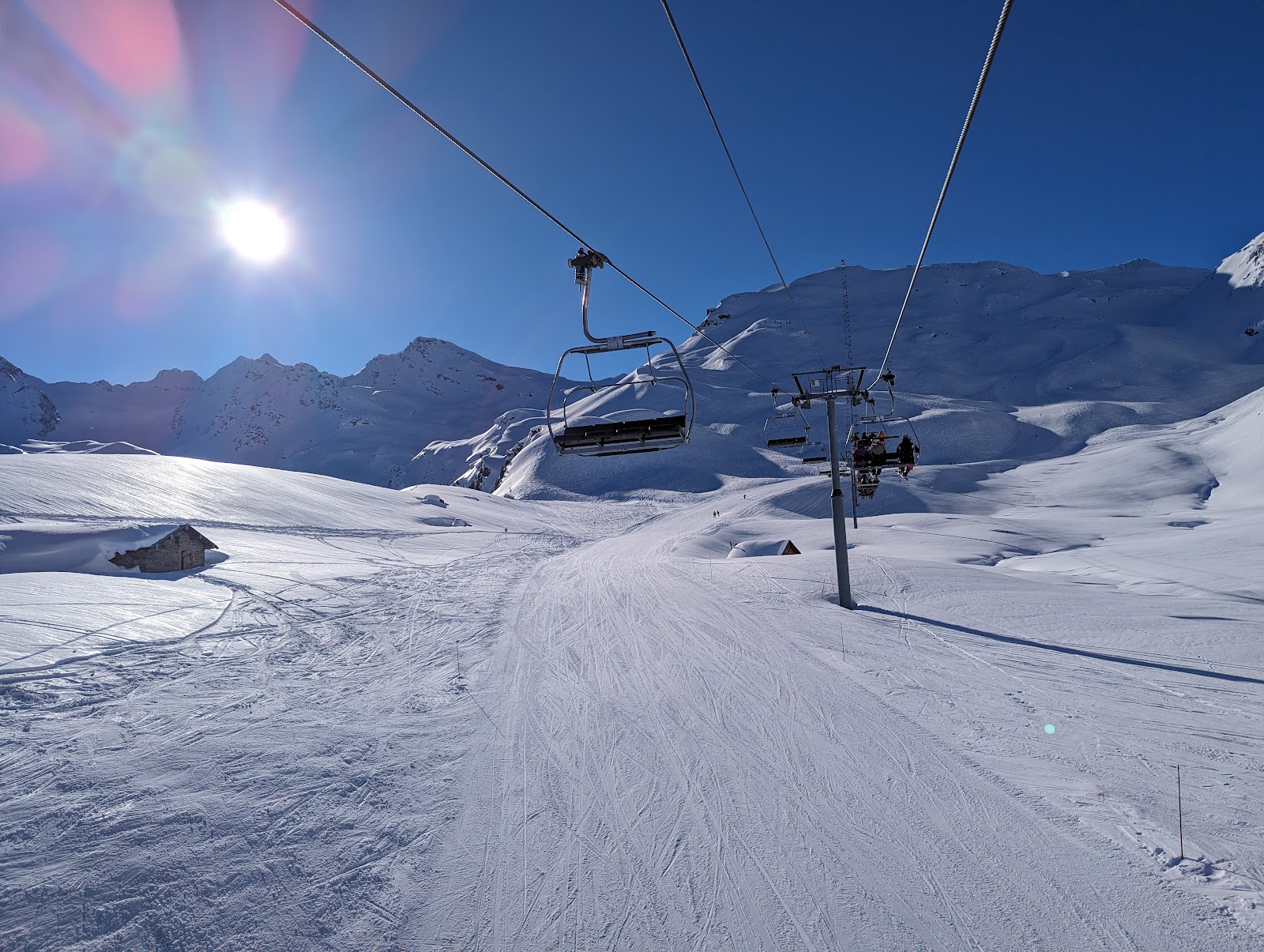 A snowy mountain village street in Courchevel