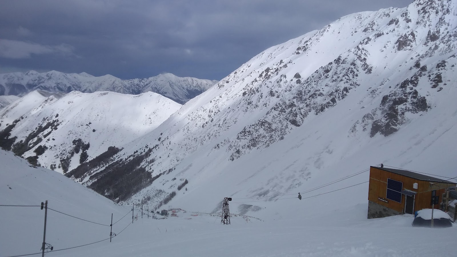 Steep ungroomed terrain and basin at Craigieburn in the Southern Alps