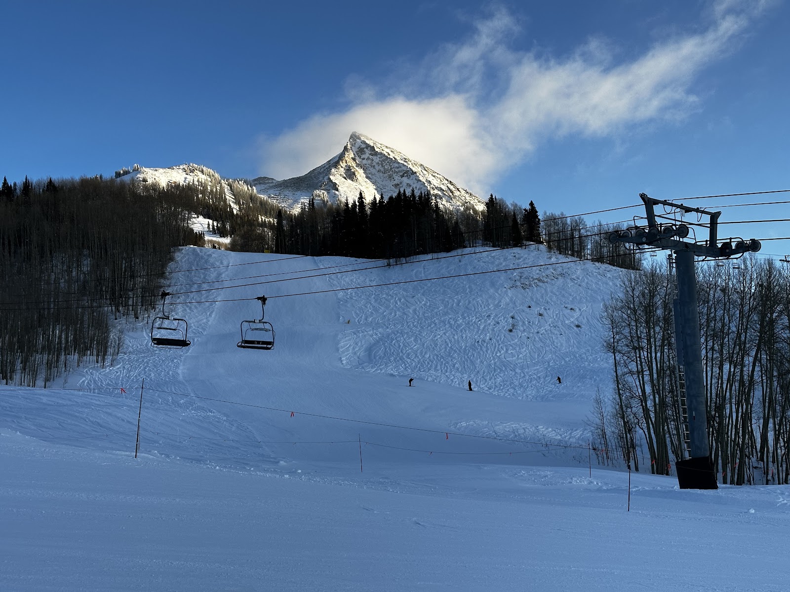 The historic Victorian main street of Crested Butte town in winter