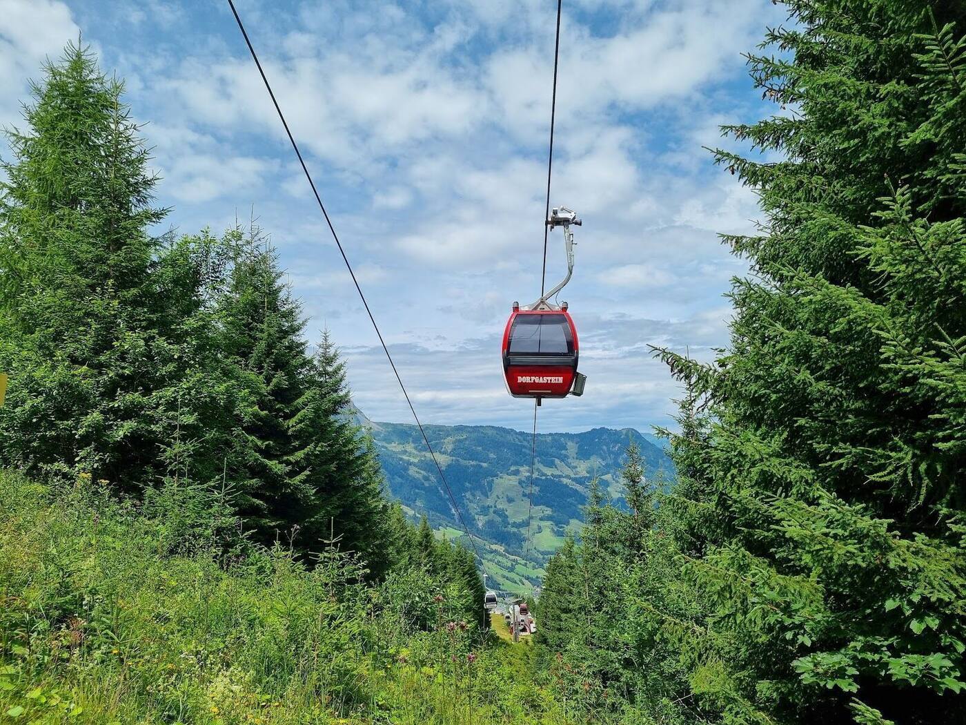 The linked slopes dropping toward the Grossarl valley
