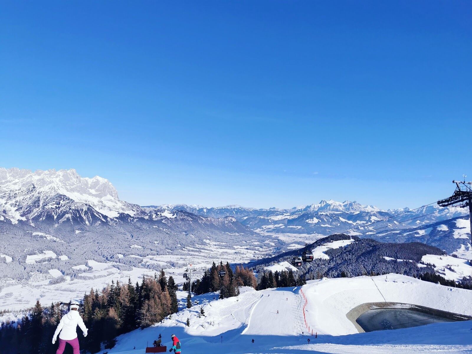 Wide groomed SkiWelt pistes above Ellmau