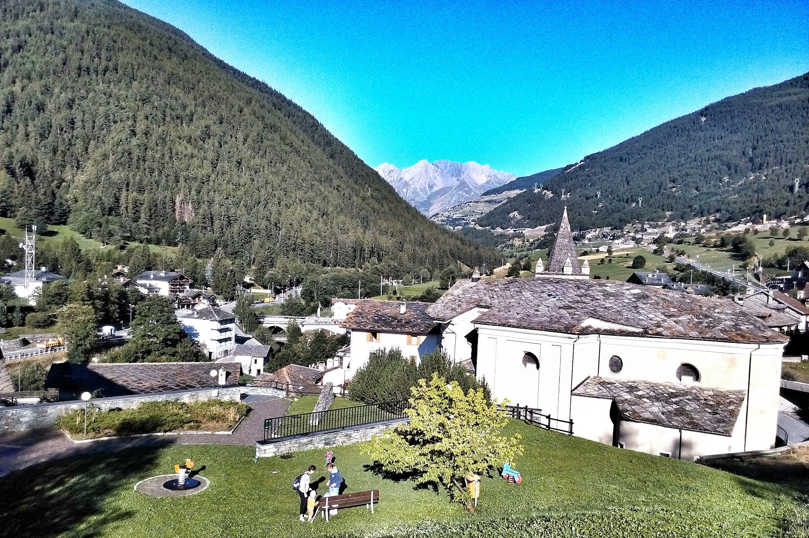 A quiet stone village under snow in the Aosta Valley