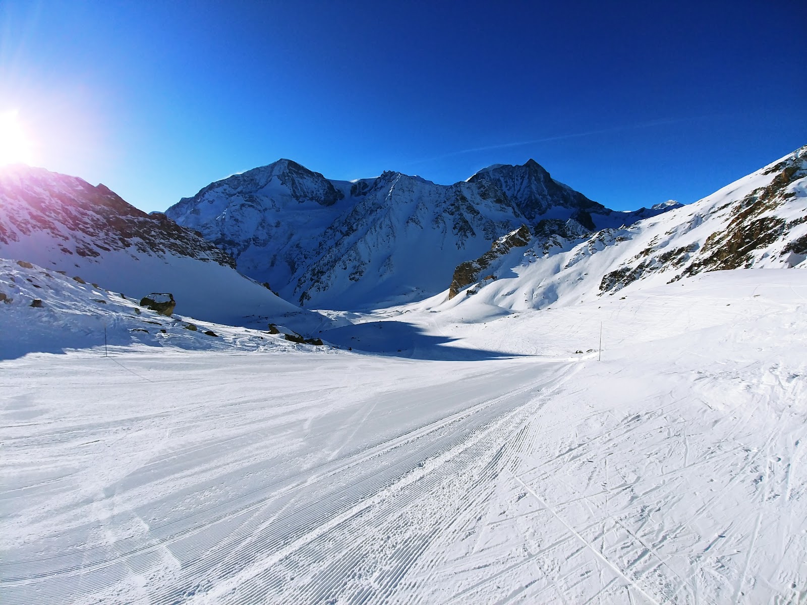 The traditional village of Evolene in the Val d'Herens under winter snow