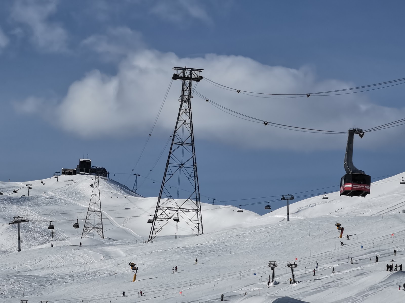 Wide groomed pistes of the Flims Laax Falera ski area