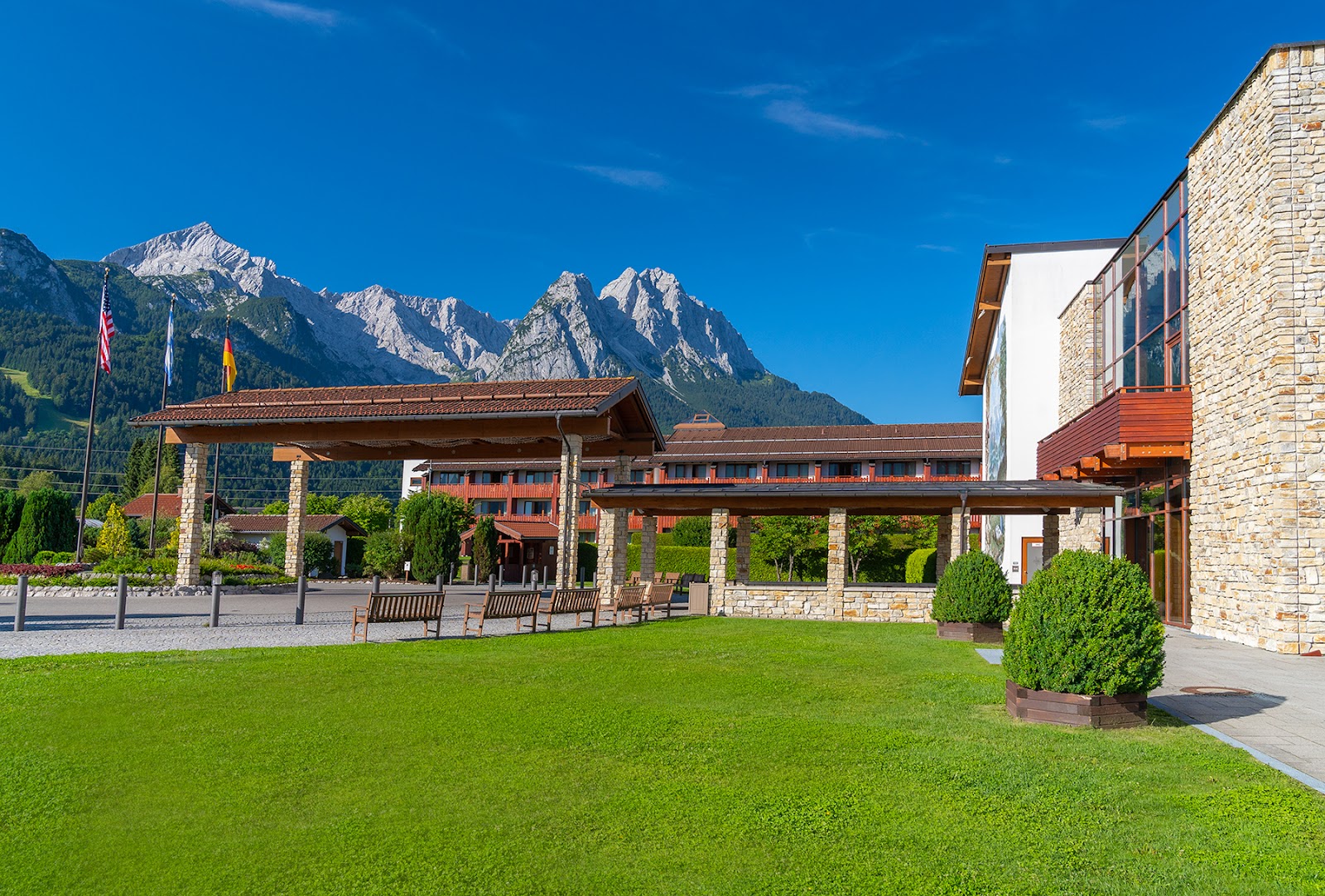 The Zugspitze and snowy peaks above Garmisch Partenkirchen