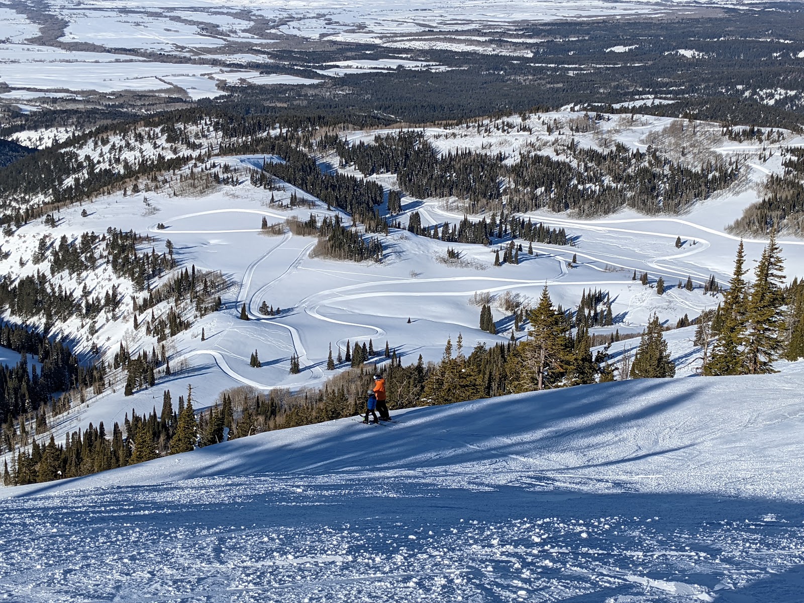 A quiet wide open snowy mountain in the Rockies near the Tetons