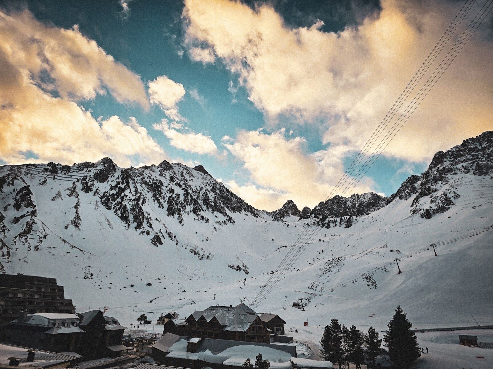 Village buildings of Bareges under winter snow