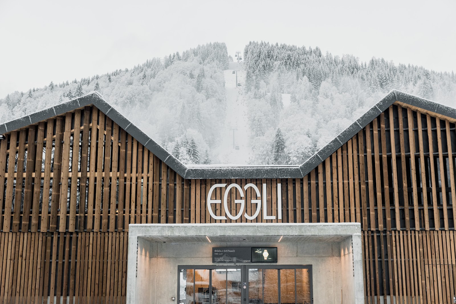 The traffic calmed luxury chalet town of Gstaad in winter