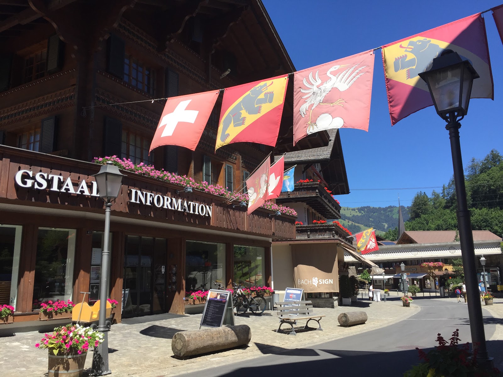 A mountain railway near Gstaad carrying skiers up the valley