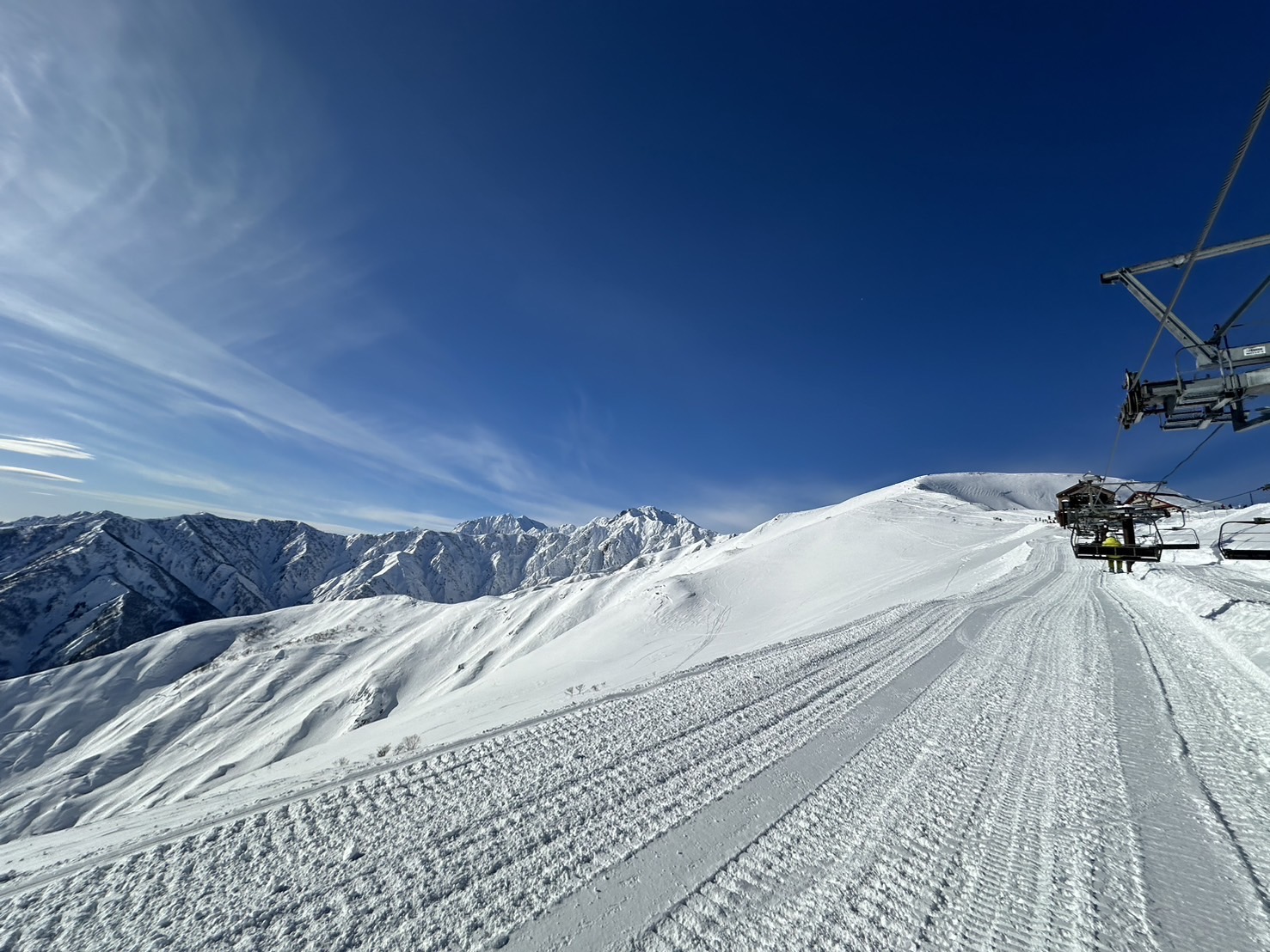 The jagged Northern Japan Alps rising above Hakuba Happo One