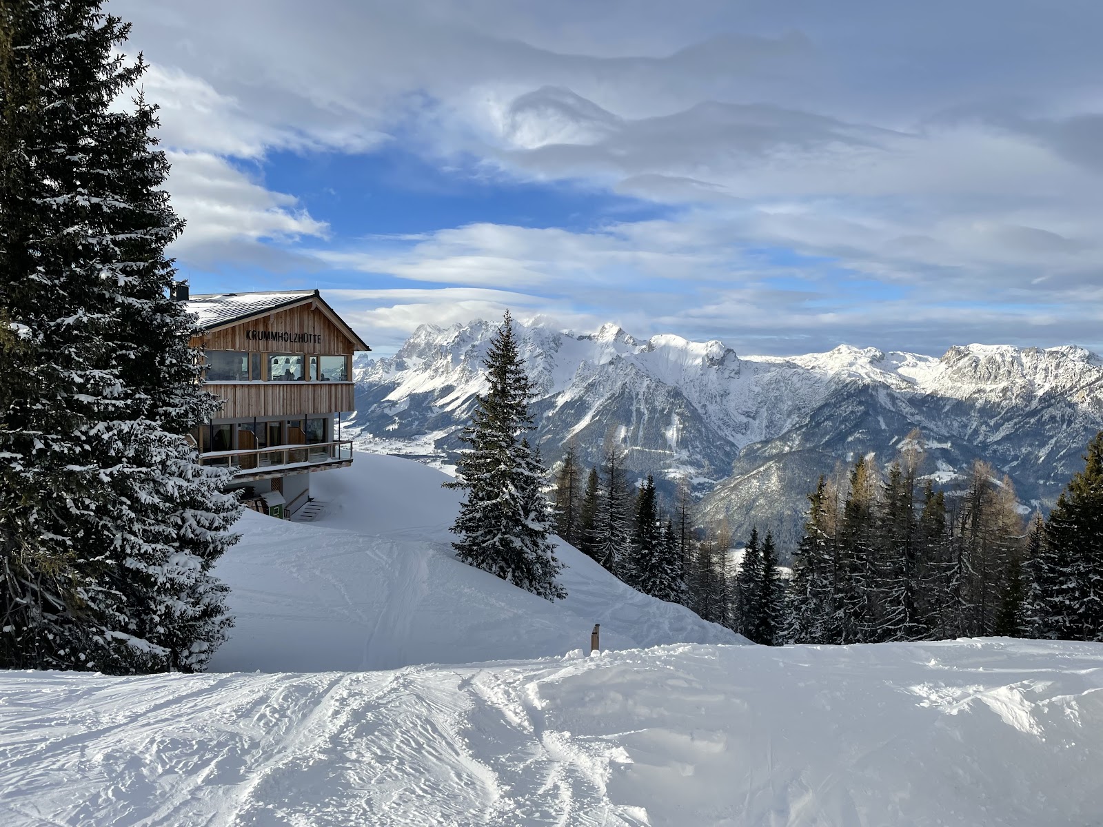 The village of Haus im Ennstal under winter snow