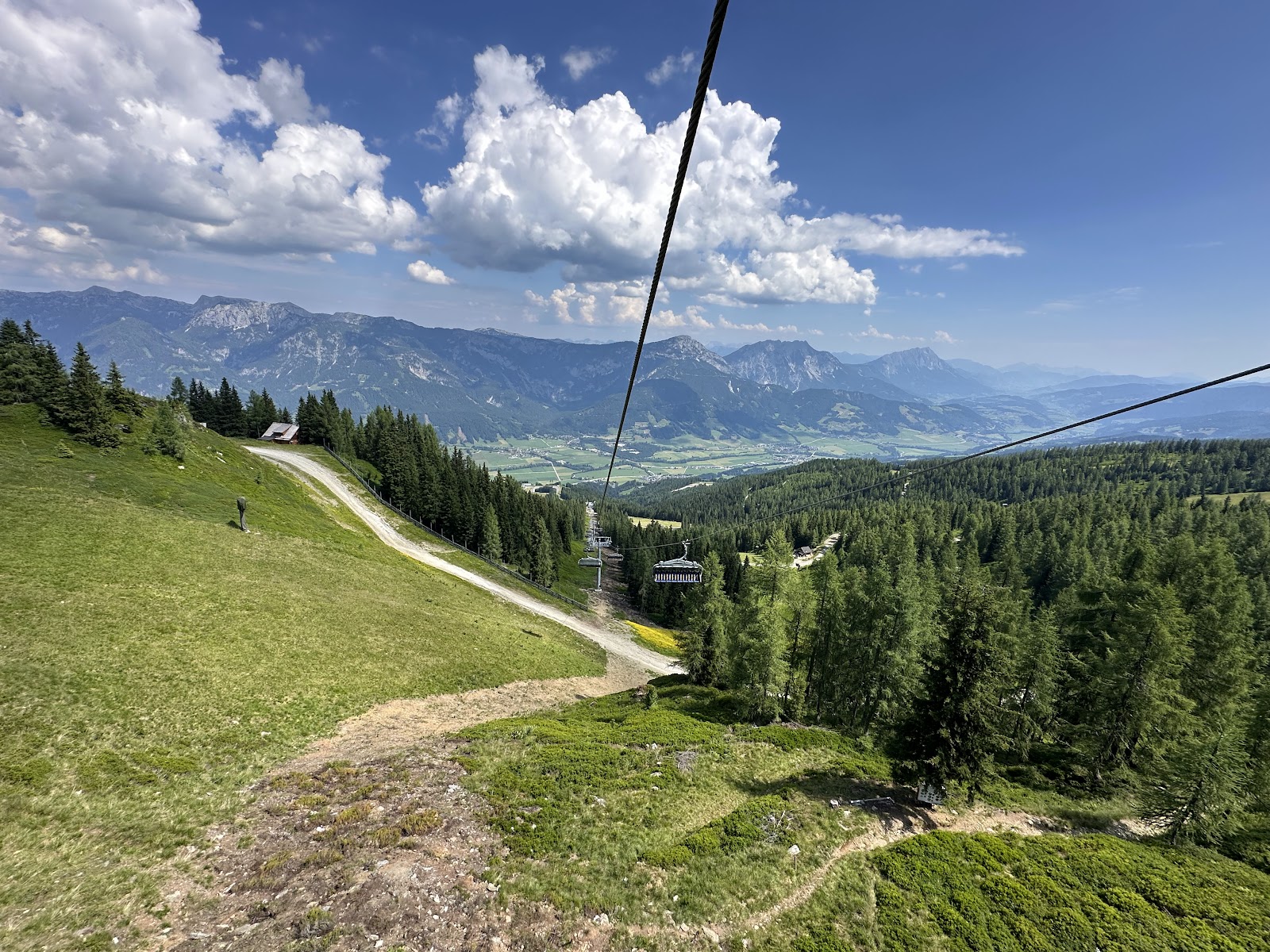 Snowy Ennstal valley scenery with the Dachstein behind