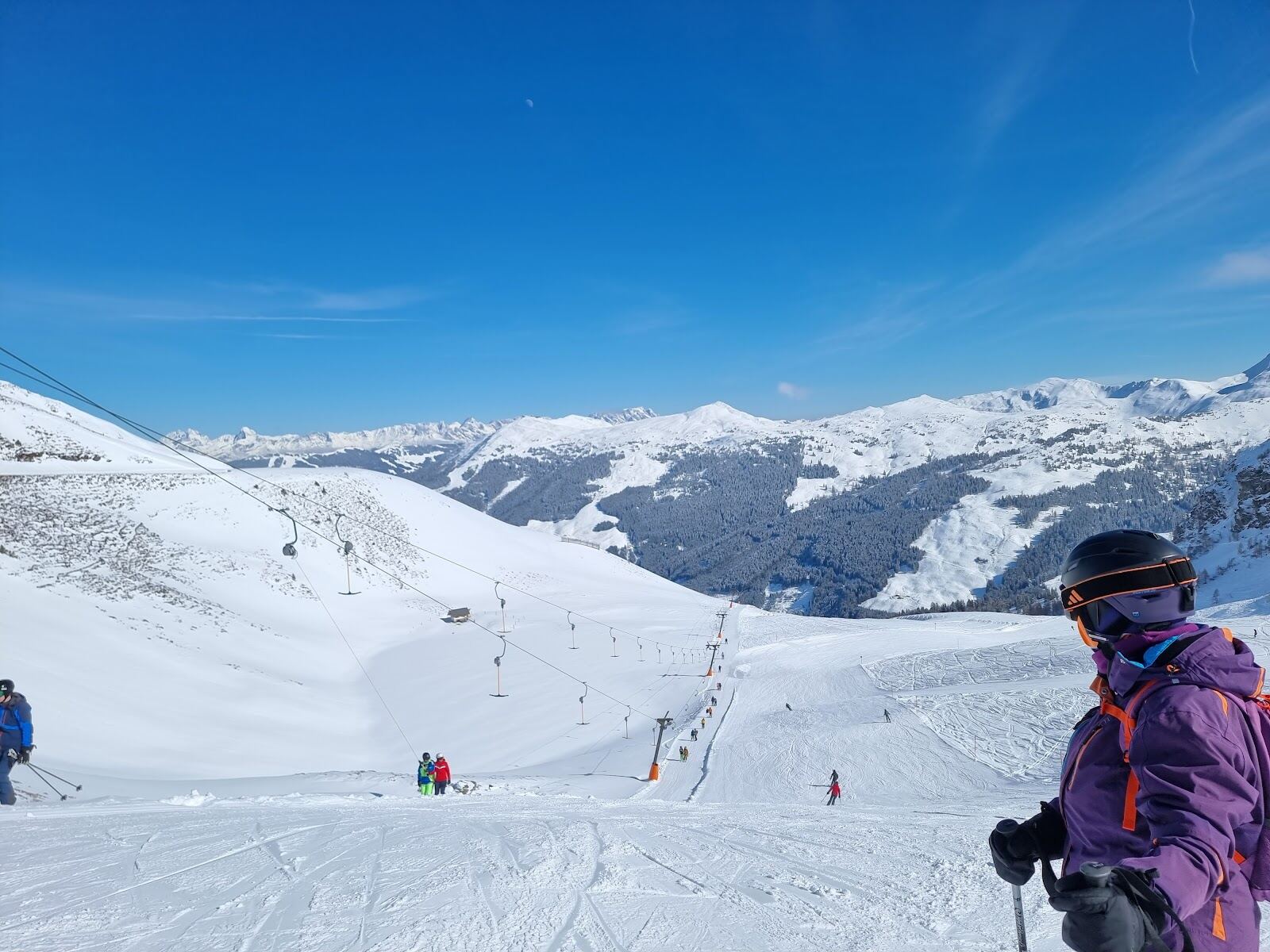 Apres ski umbrella bars at the lift base in Hinterglemm