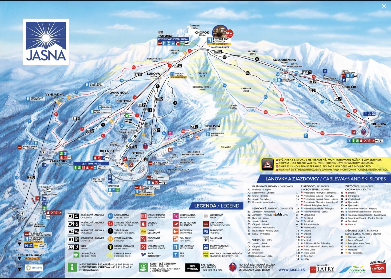 Wide pistes and modern chairlift on Chopok at Jasna in Slovakia