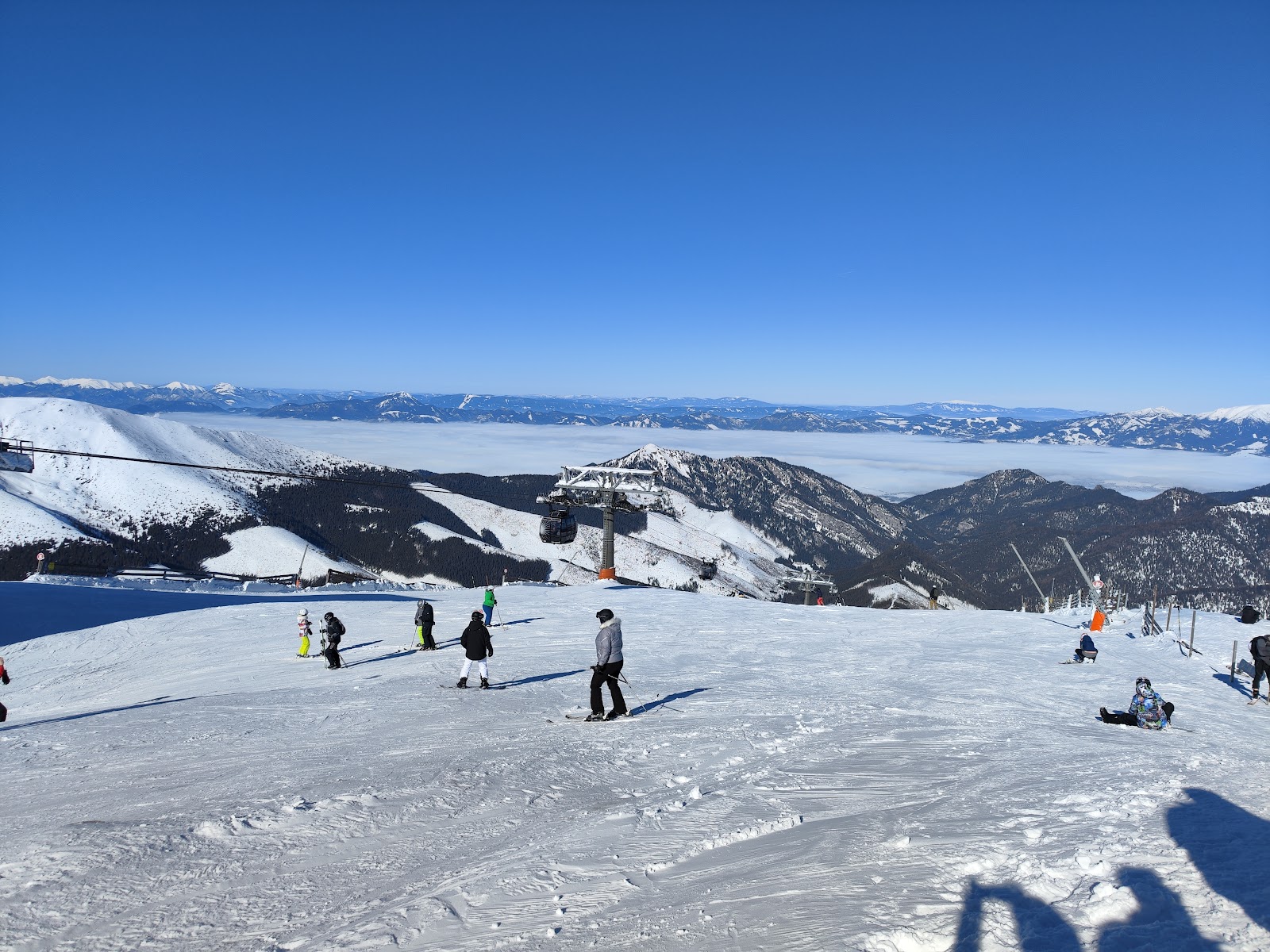 The Low Tatras peaks and snowy valley around Jasna