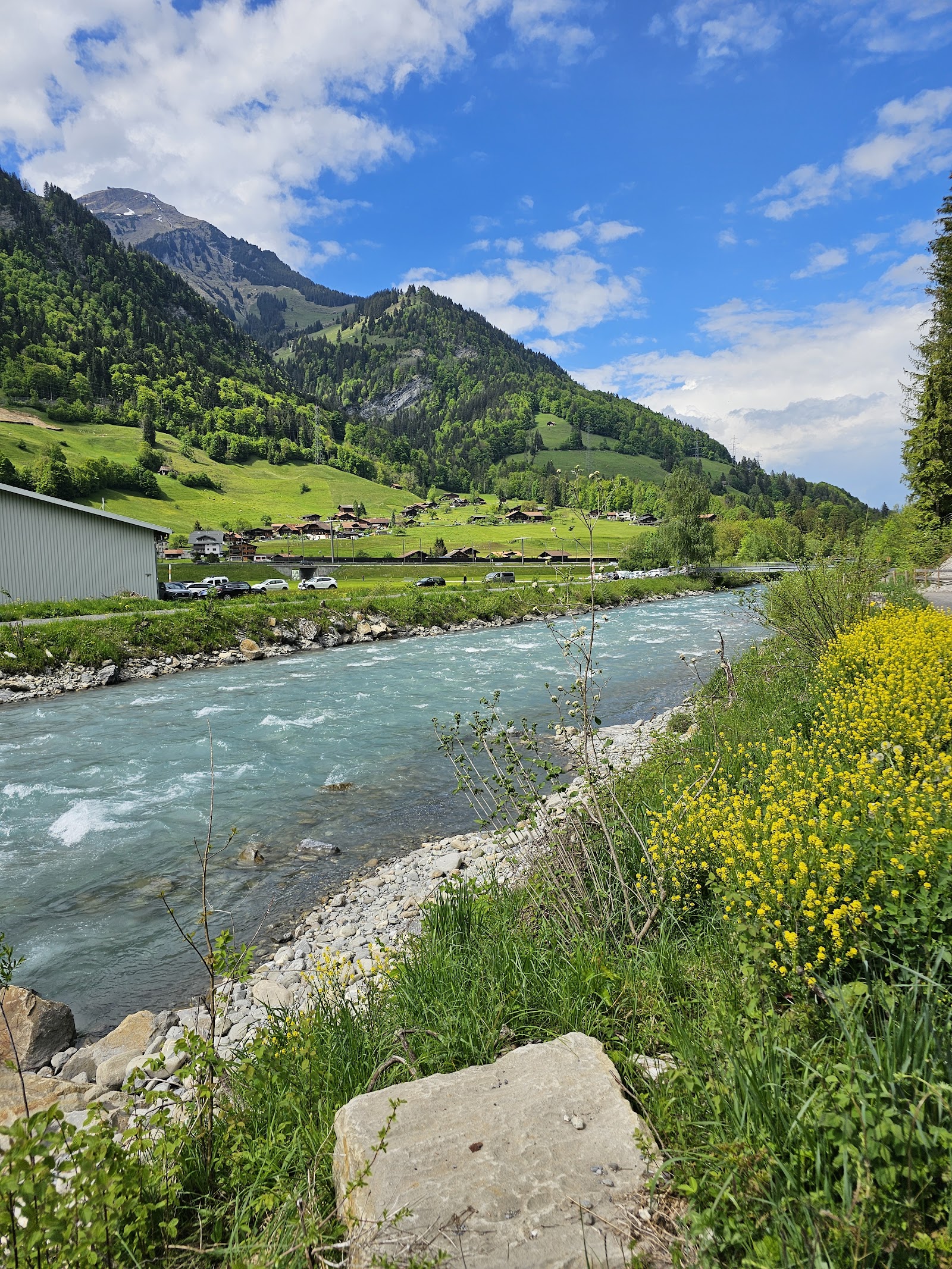 Snow covered peaks rising around the Kandersteg valley