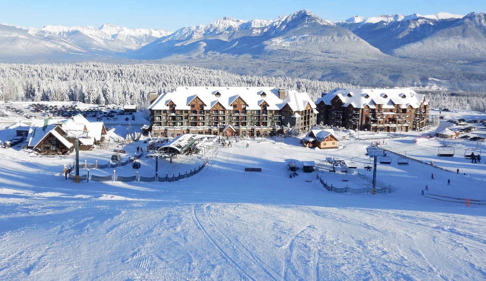 Steep alpine bowls and chutes high on Kicking Horse above Golden in British Columbia