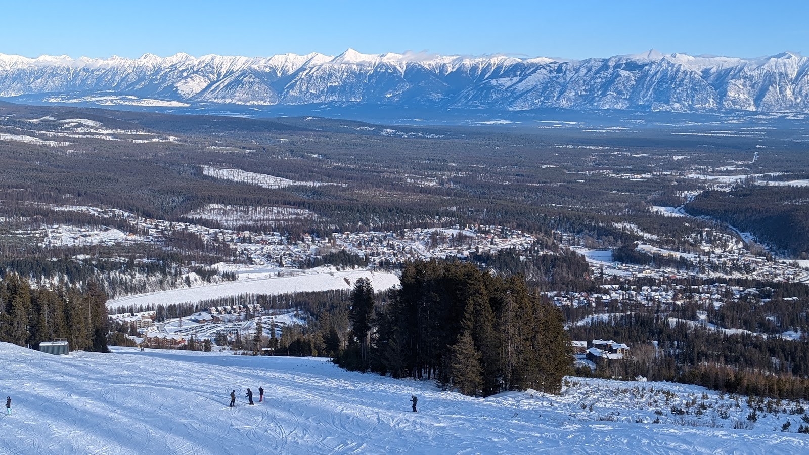 Sunny groomed runs at Kimberley Alpine Resort in British Columbia