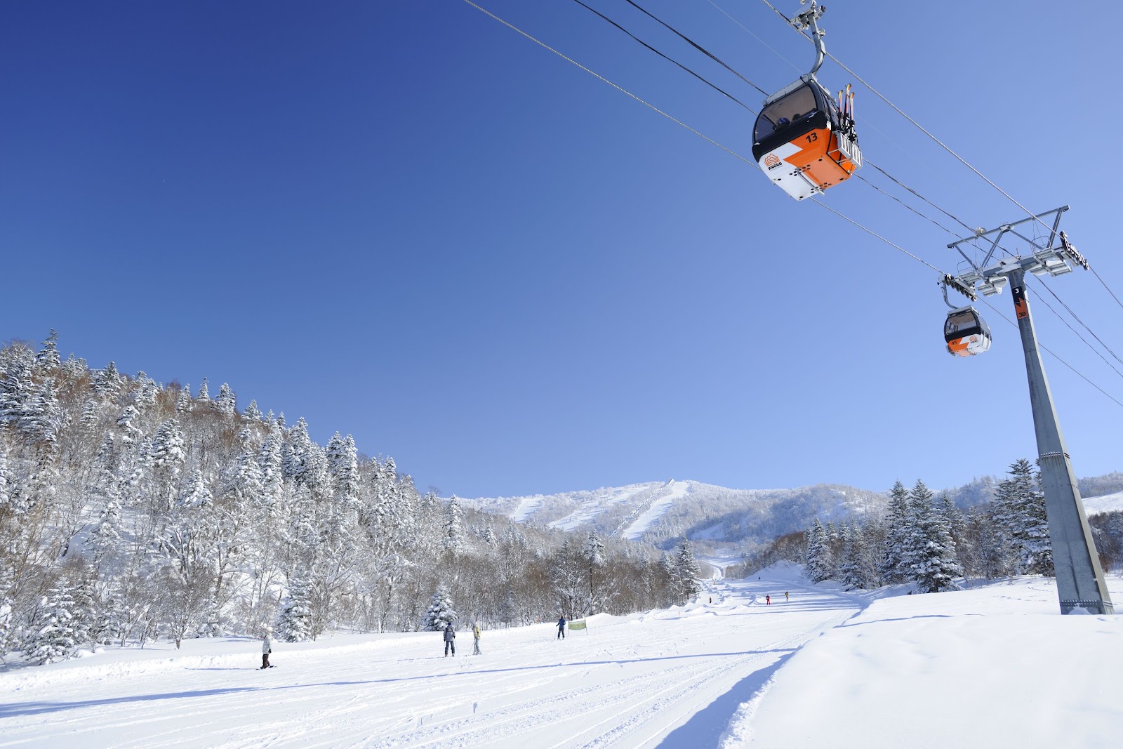 Deep powder snow on the slopes of Kiroro in Hokkaido Japan