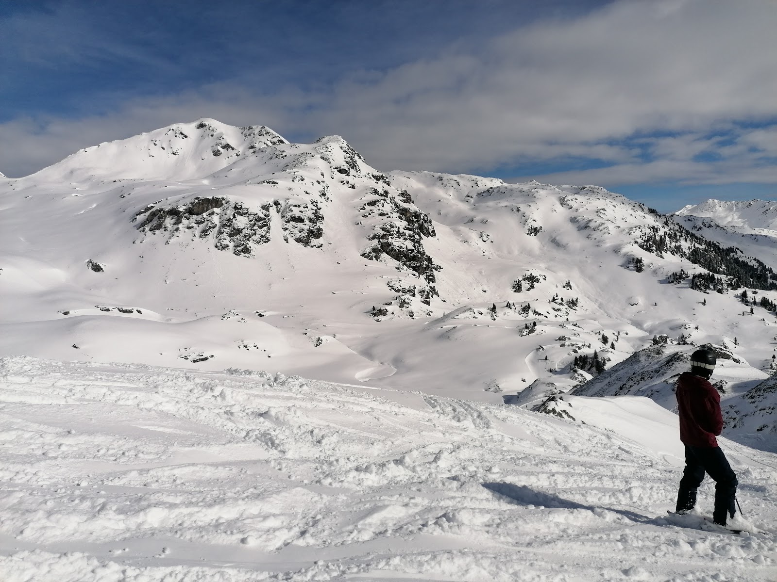 Panoramic high pistes above Konigsleiten in the Zillertal Arena