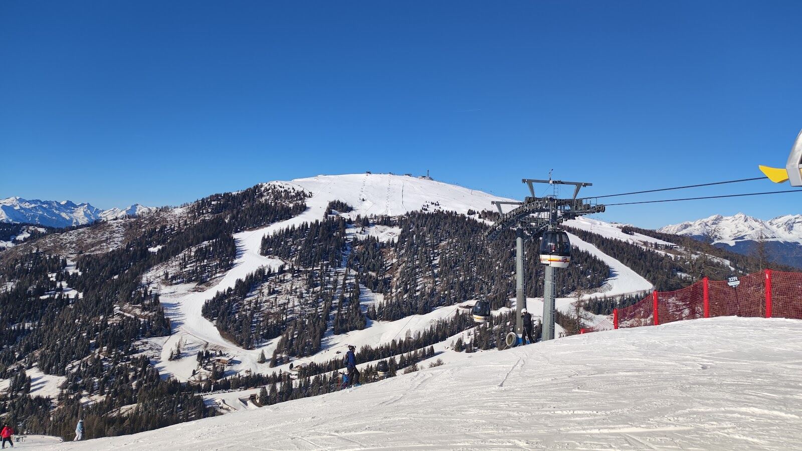 Wide groomed motorway piste on Kronplatz