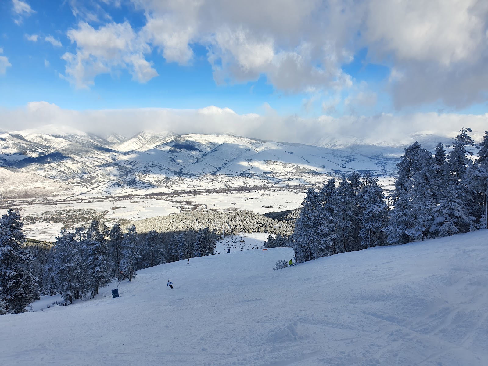 Wide mountain panorama of the Catalan Pyrenees in winter