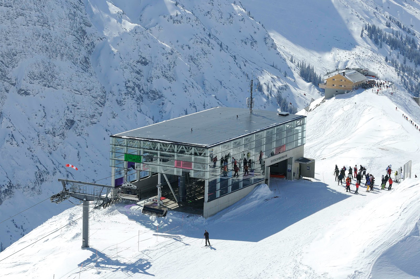 Snowy rooftops of Lech am Arlberg at dusk