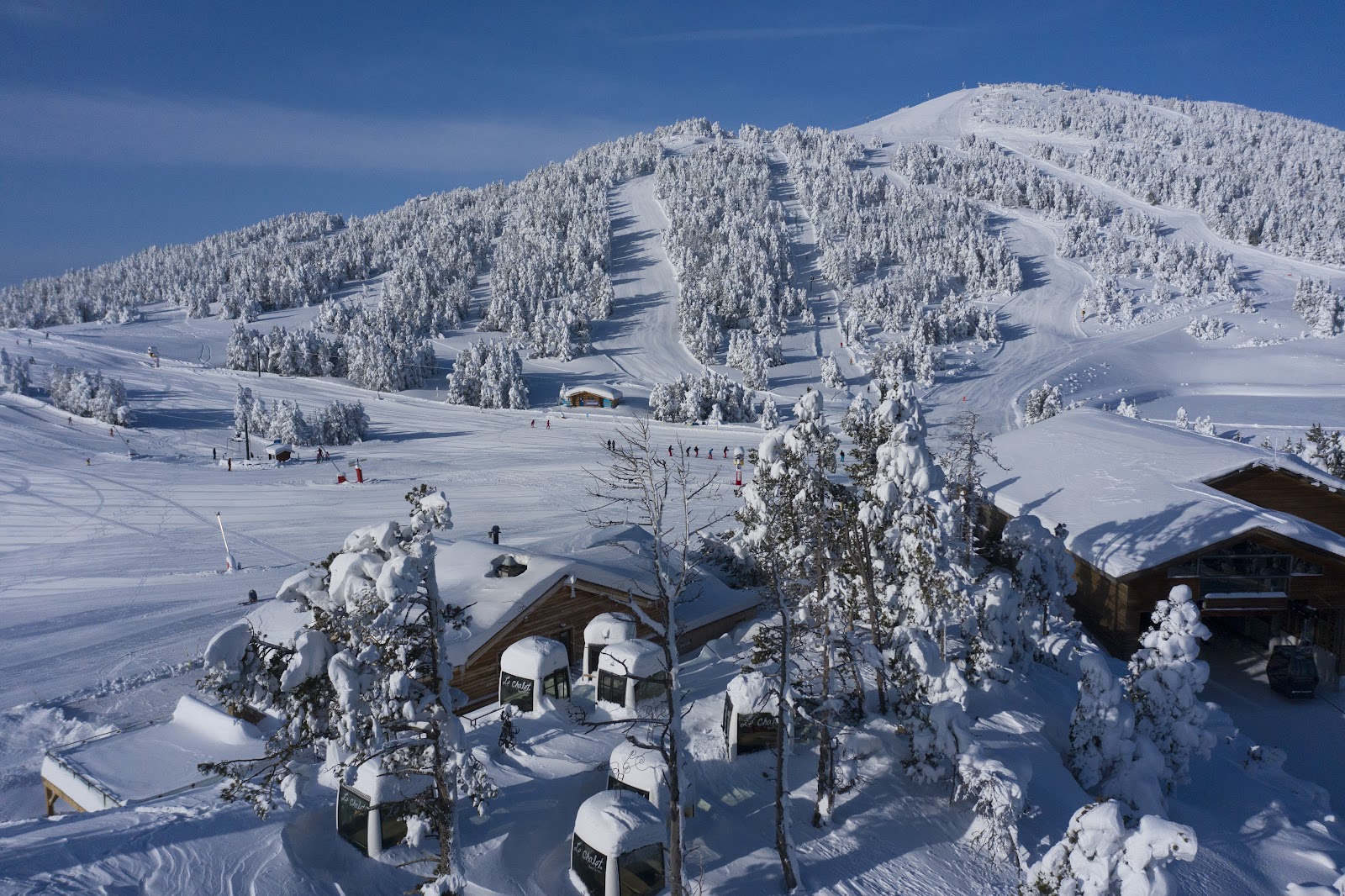 The Catalan village of Les Angles under snow on the Capcir plateau