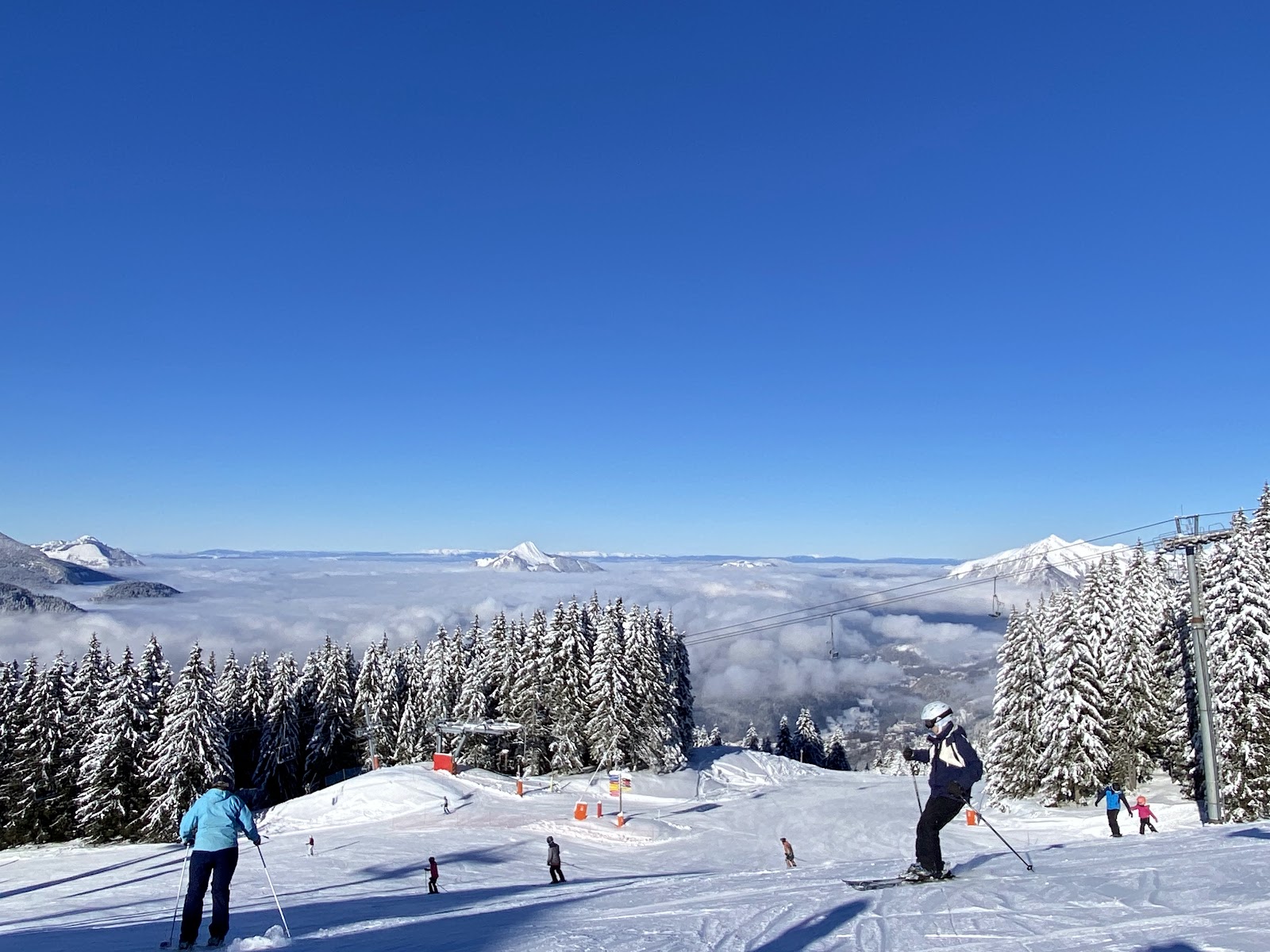 The Grandes Platieres and the Flaine bowl seen from above Les Carroz