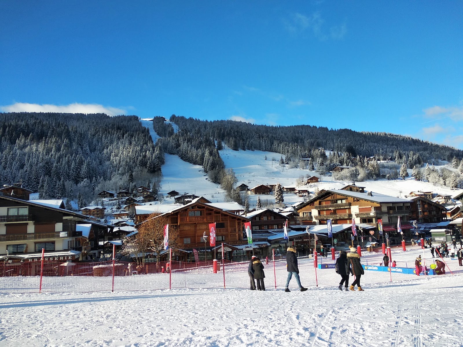 A chalet lined village street in the Haute Savoie