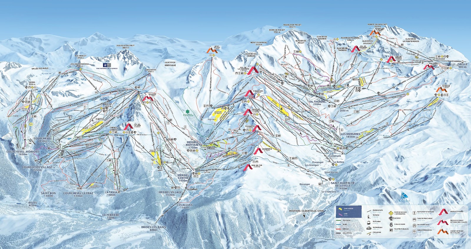 The high ski in ski out neighborhoods of Les Menuires under snow