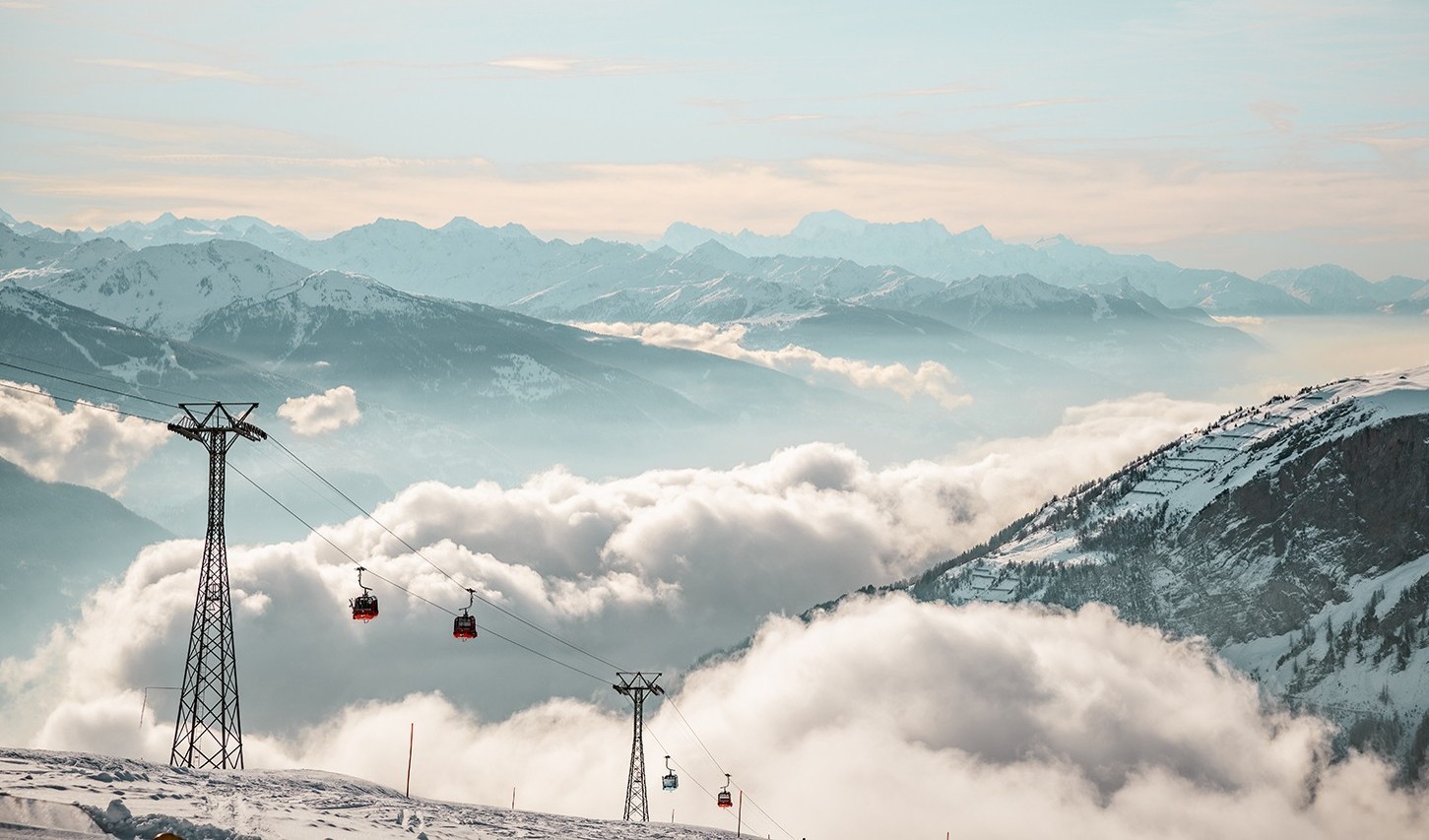 Pistes above the spa village of Leukerbad in the Valais