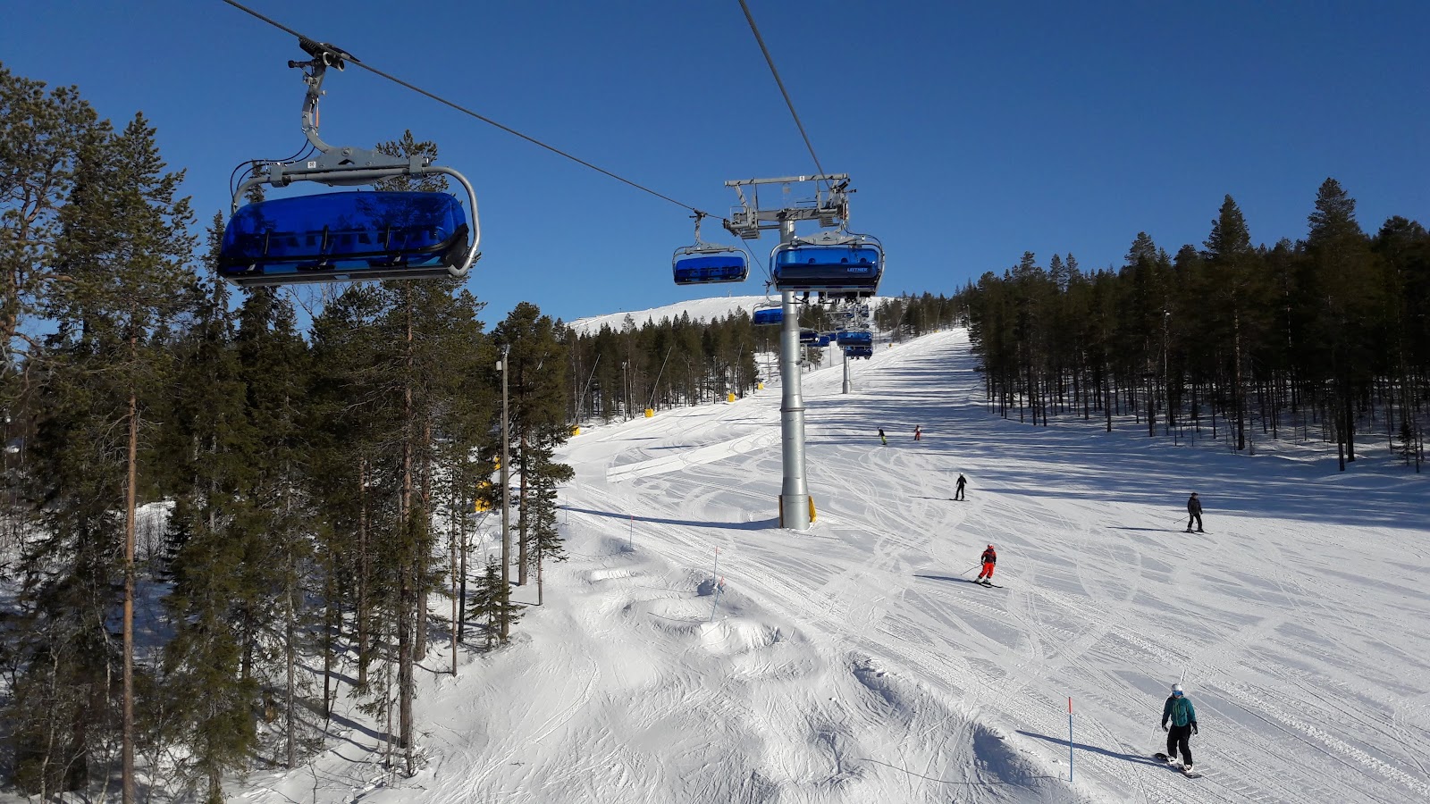 Snow covered open fell and Arctic sky above Levi in Lapland